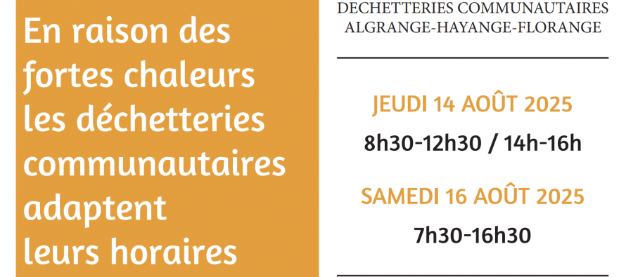 ALERTE CANICULE : horaires adaptés des déchetteries