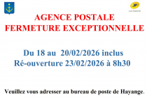 Fermeture de l’Agence Postale (18 au 20/02)